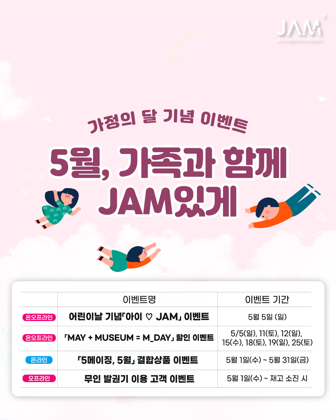 제주항공우주박물관 5월 가족과 함께, JAM있게 이벤트  섬네일 이미지